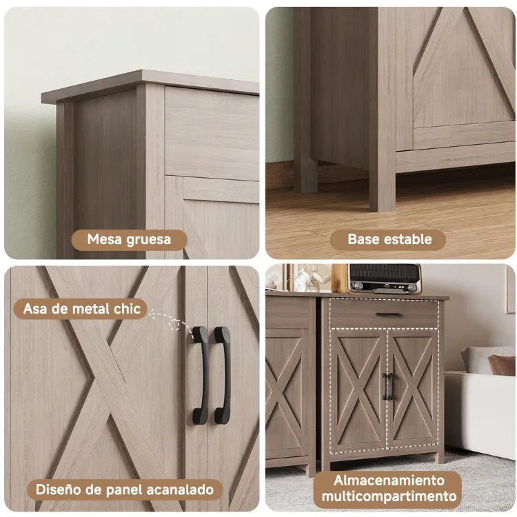 Aparador Buffet Georgina, mueble de madera maciza, mesa auxiliar para comedor, diseño geométrico moderno, exhibición, cocina, sala de estar