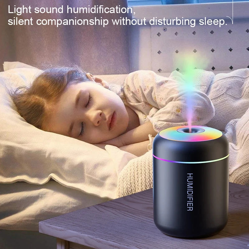 HOMEFISHMini-humidificador de aire, difusor de Aroma Usb, purificador de aceites esenciales, pulverizador de niebla fría, humidificador de escritorio LED para dormitorio y hogar