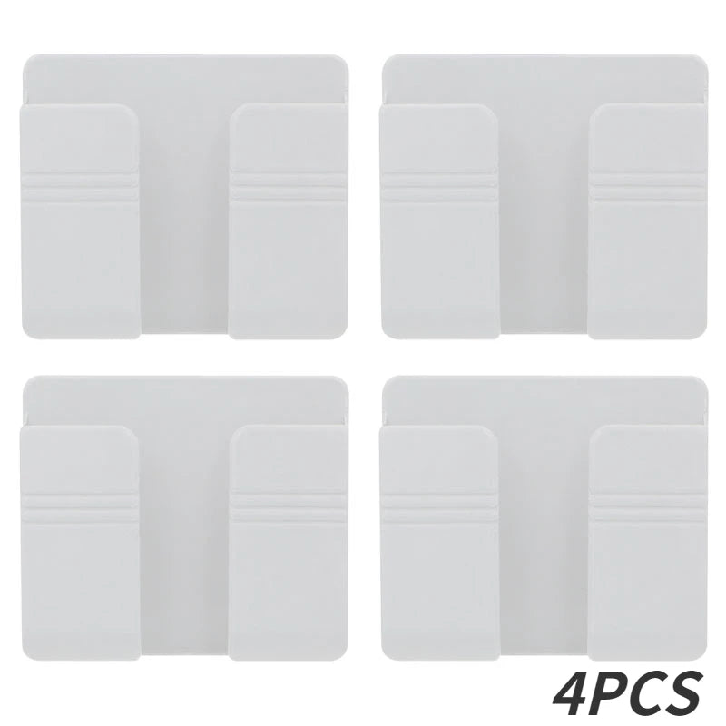 Caja de almacenamiento montada en la pared, organizador multifunción sin perforaciones, Control remoto de TV, soporte de carga para enchufe de teléfono móvil, 1-4 Uds.