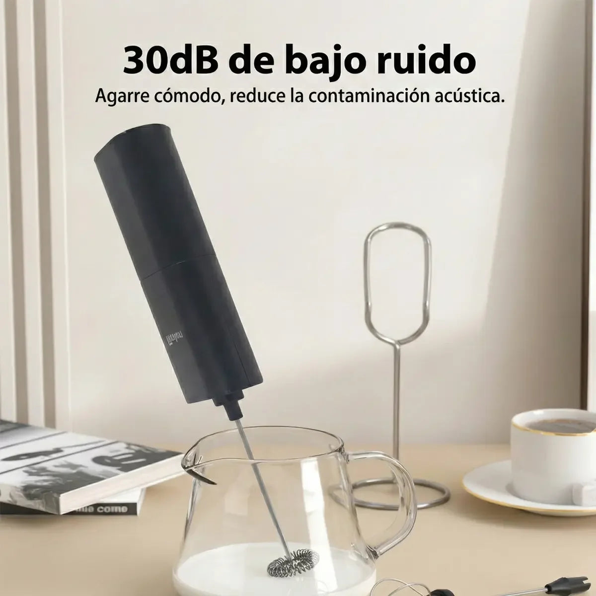 Espumador de leche eléctrico de 9500 rpm, mini batidor de huevos, espumador de café, mezclador portátil para cappuccino
