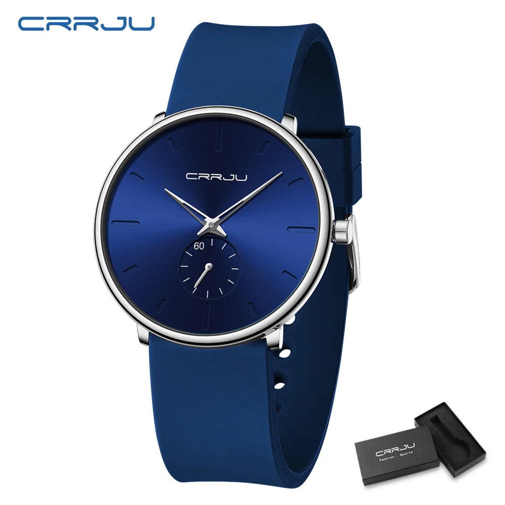 CRRJU-Conjunto de relojes de silicona informales para hombre y mujer, relojes de pulsera de cuarzo con esfera Simple, reloj de vestir para mujer