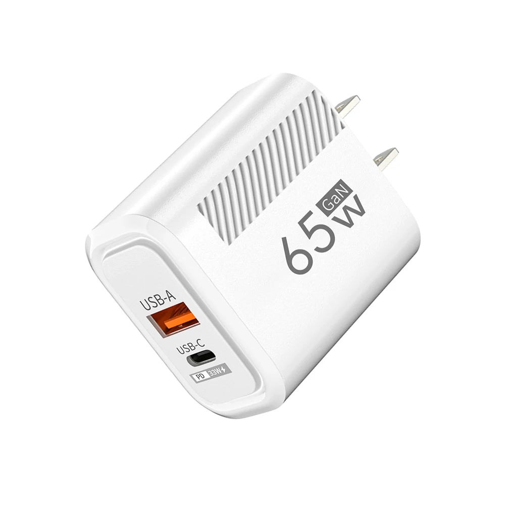 Cargador de USB-C de 65W GaN, Cable PD tipo C de carga rápida, adaptador de teléfono móvil para iPhone 16, Xiaomi, Samsung, Xiaomi, QC 3,0, cargador de pared