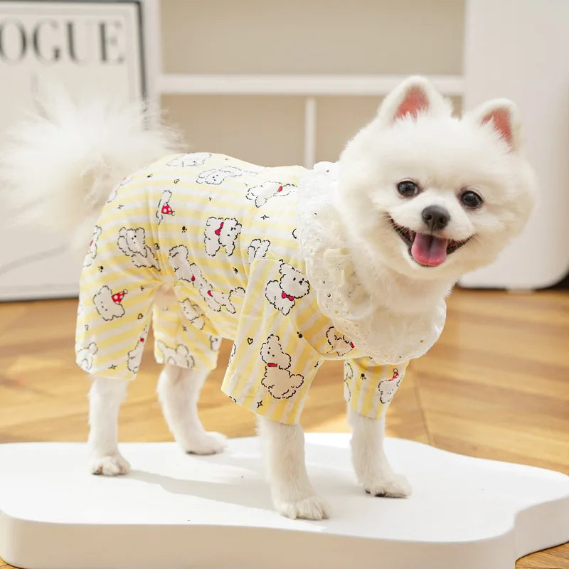 Mono de verano para perro, ropa con estampado de perro, chaleco para cachorro, ropa para perros Chihuahua y Bichón, pijama fino de cuatro patas para perro, ropa para parejas.