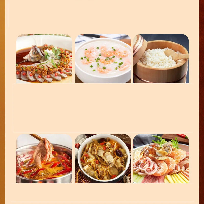 Olla caliente eléctrica, multicocina, estofado, huevos, sopa, fideos, vaporizador, ollas arroceras, olla de cocina, enchufe europeo