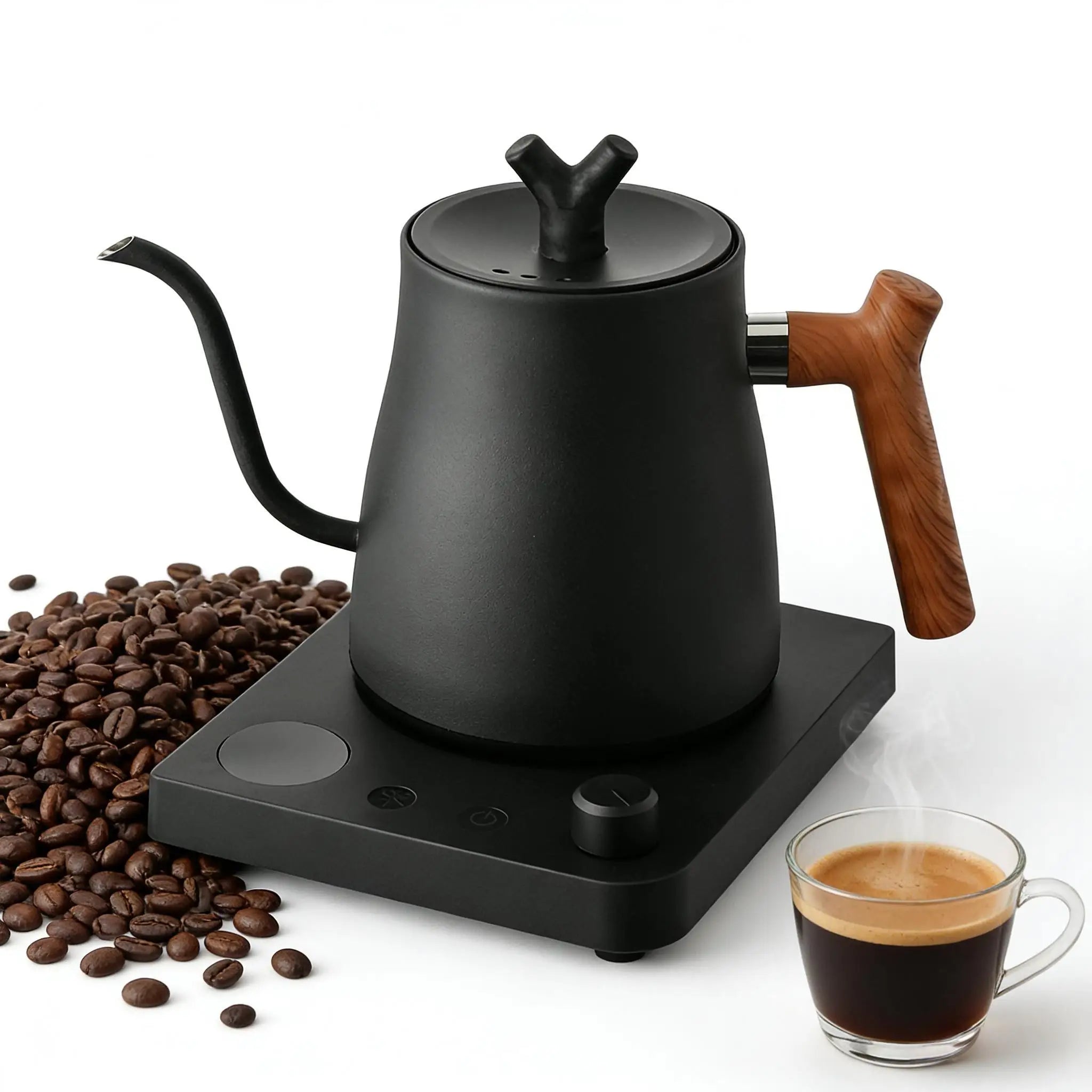 Hervidor Eléctrico Gooseneck de 1L: Control Inteligente de Temperatura para Café de Goteo, Ebullición Rápida, Acero Inoxidable, 110V y 220V