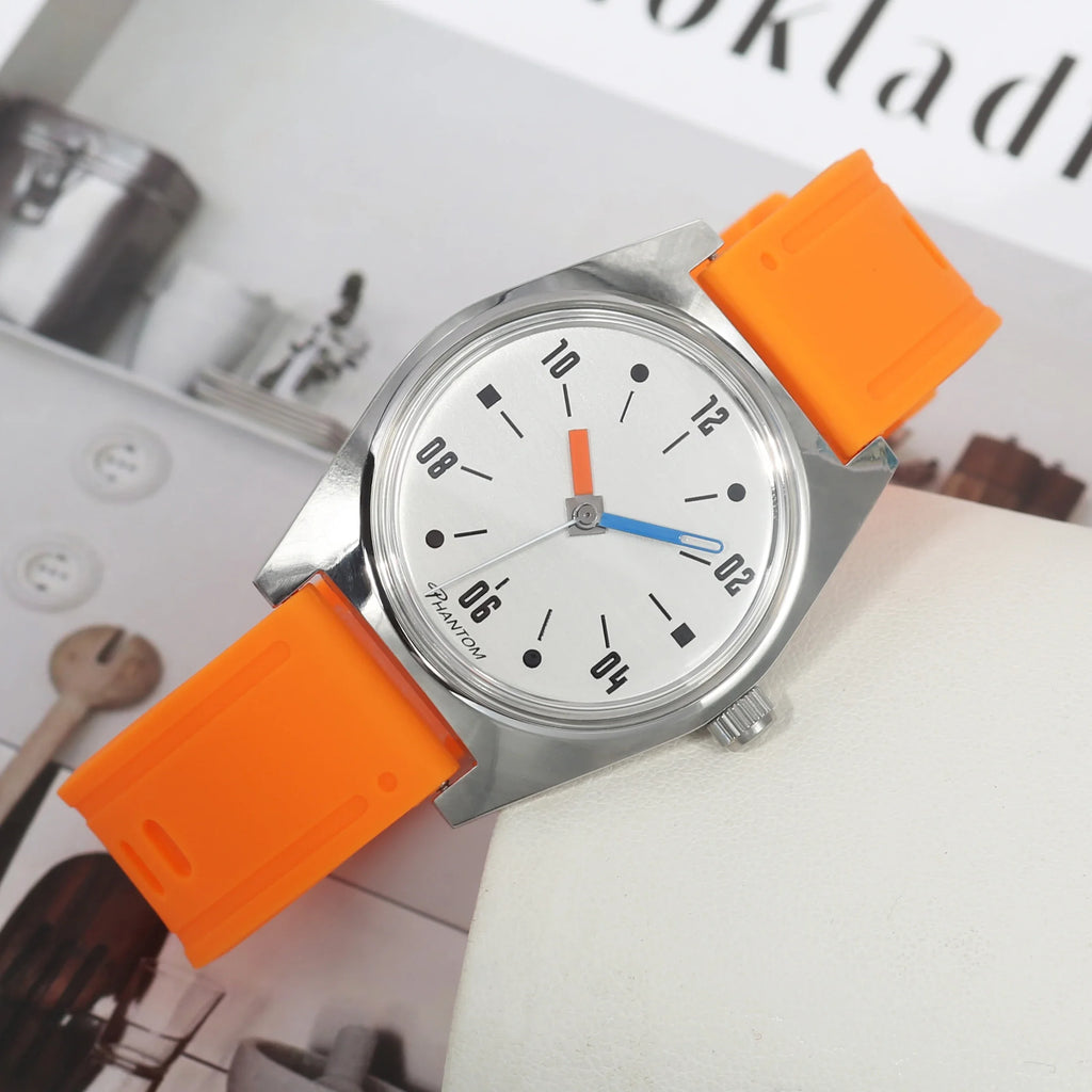 Un regalo pensado. Movimiento de cuerda manual de 36 mm. Reloj mecánico favorito de los hombres jóvenes con un diseño Bauhaus moderno.