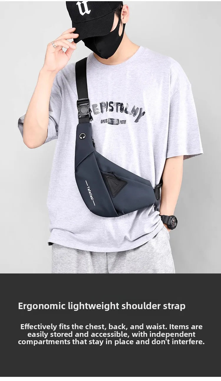 Bolso de Pecho Impermeable para Hombre, Bandolera, Mochila para Viajes Diarios, Membrana de Cuero Resistente a Salpicaduras, Ideal para Viajes Casuales