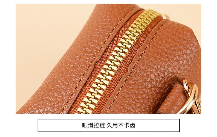 Nueva Mini Bolsa de Monedas para Mujer, Portátil, para Guardar Lápiz Labial, Monedero de Cuero PU de Moda, con Correa Antipérdida, Bolsa para Llaves, Tarjetero Pequeño