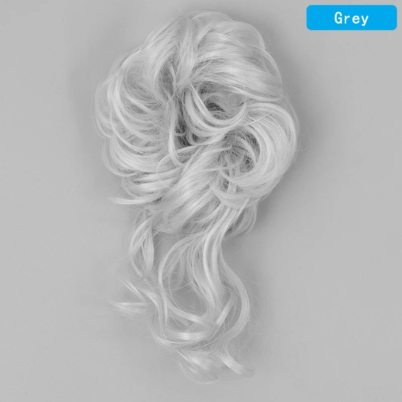 AZQUEEN-extensión de cabello de moño desordenado, banda elástica sintética, moño ondulado rizado, Scrunchies Donut Updo, postizo para mujer