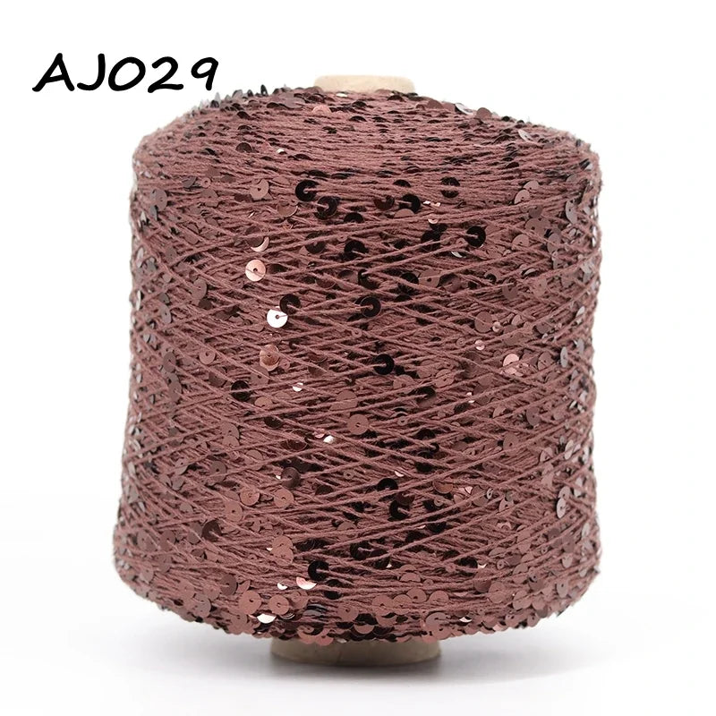 Cooamuu-Hilo de lentejuelas de algodón de lujo, hilo para tejer a mano, 500G/bobina, 3MM + 6MM, accesorios de lentejuelas