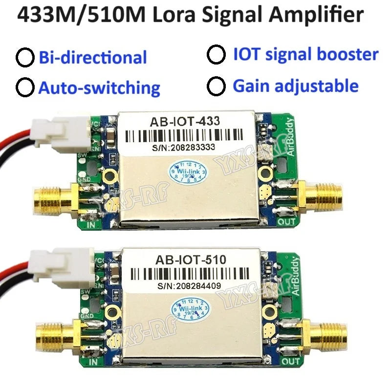 AMPLIFICADOR DE POTENCIA bidireccional de 433MHz/470MHz/510MHz, módulo de amplificación de señal bidireccional, amplificador de señal Lora