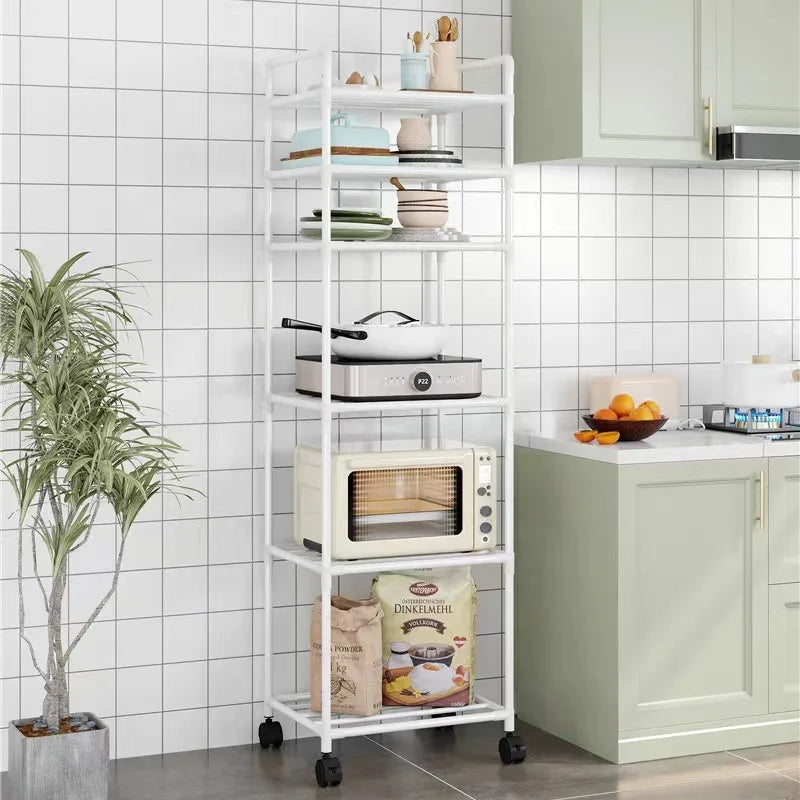 Unidad de almacenamiento y estantería portátil para el hogar, adecuada para cocina, dormitorio y uso multipropósito, con ruedas.