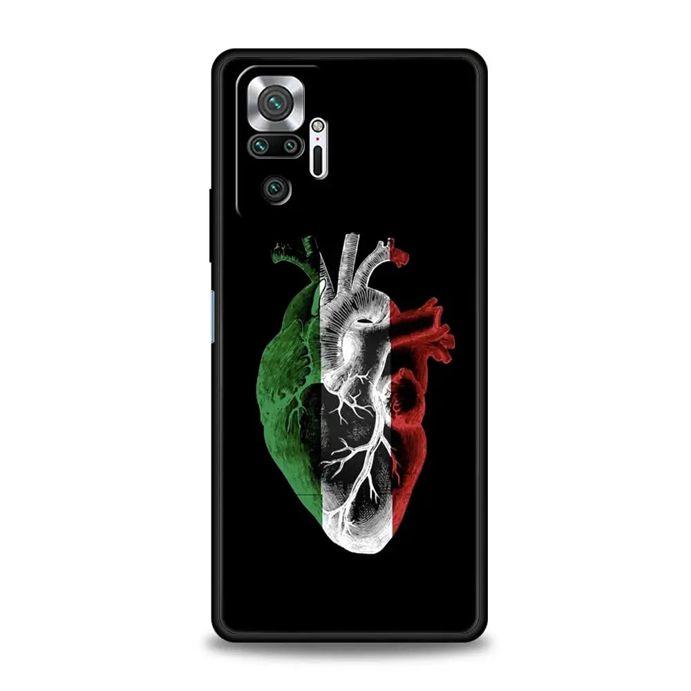 Funda de teléfono con bandera de Italia para Xiaomi Redmi Note 13, 12, 5G, 11, 10 Pro Plus, 4G, 9S, 8, 7, 9T, 13C, 12C, 10C, 9C, 9A, funda de silicona suave