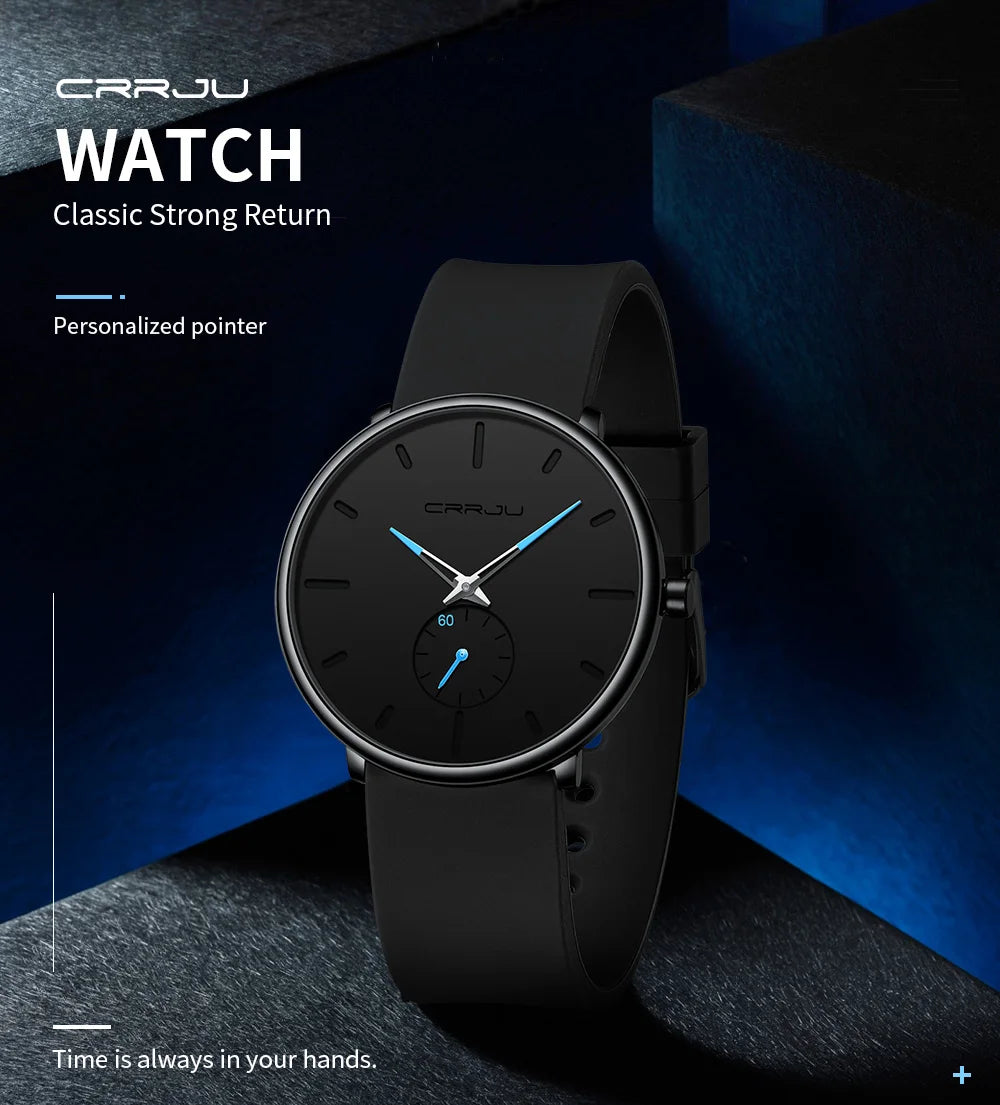 CRRJU-Conjunto de relojes de silicona informales para hombre y mujer, relojes de pulsera de cuarzo con esfera Simple, reloj de vestir para mujer