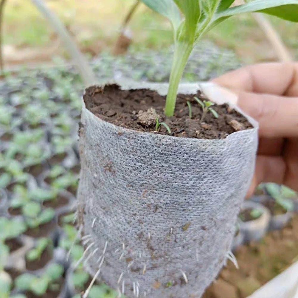 Bolsa de vivero biodegradable, bolsas de cultivo de plantas, semillas de tela no tejida para sembrar macetas para el hogar, accesorios de jardín, herramientas, 100-500 Uds.