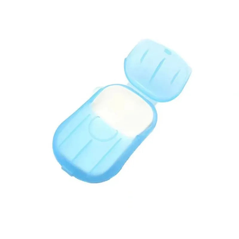 1/4 Caja de Hojas de Jabón Desechables para Viaje, Hojas de Jabón de Papel Mini Amigables con la Piel, Jabón Portátil en Rodajas con Caja para Lavado de Manos