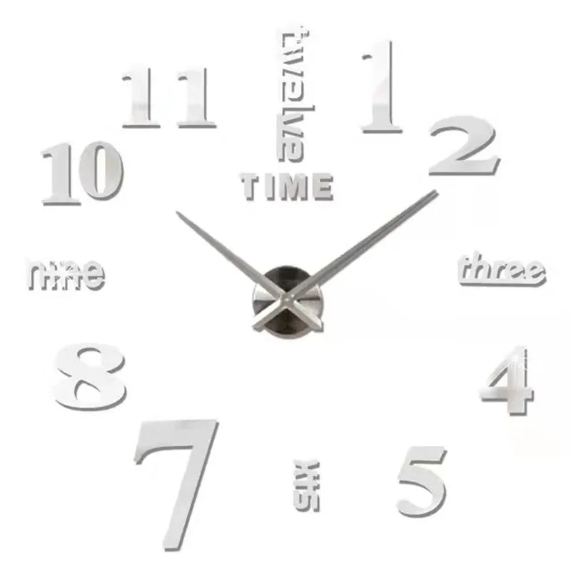 Reloj de pared con espejo acrílico de Número Romano grande 2D/3D, pegatina de moda DIY, relojes de cuarzo, reloj, decoración del hogar, pegatinas para el salón