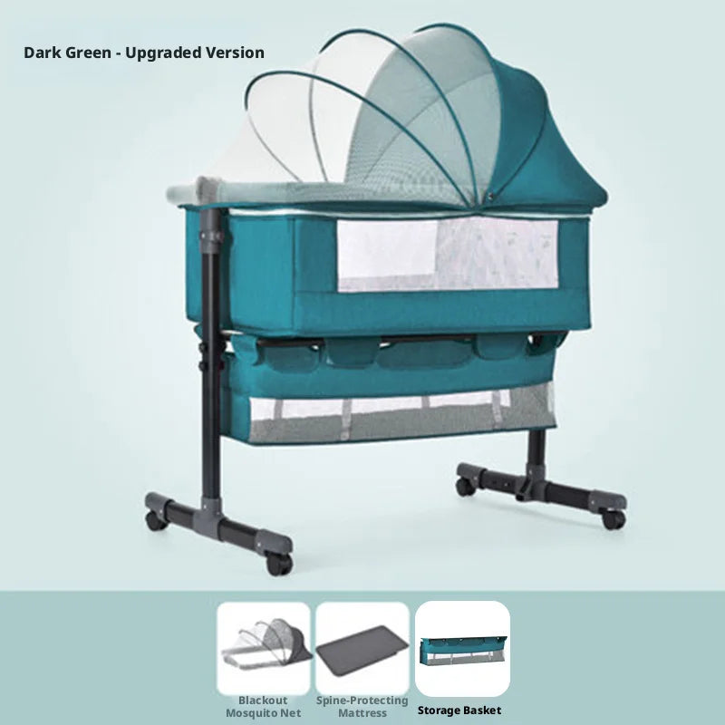 Cuna portátil 3 en 1, moisés multifuncional, cochecito plegable y ajustable, cuna acoplable, cama acoplable para bebé