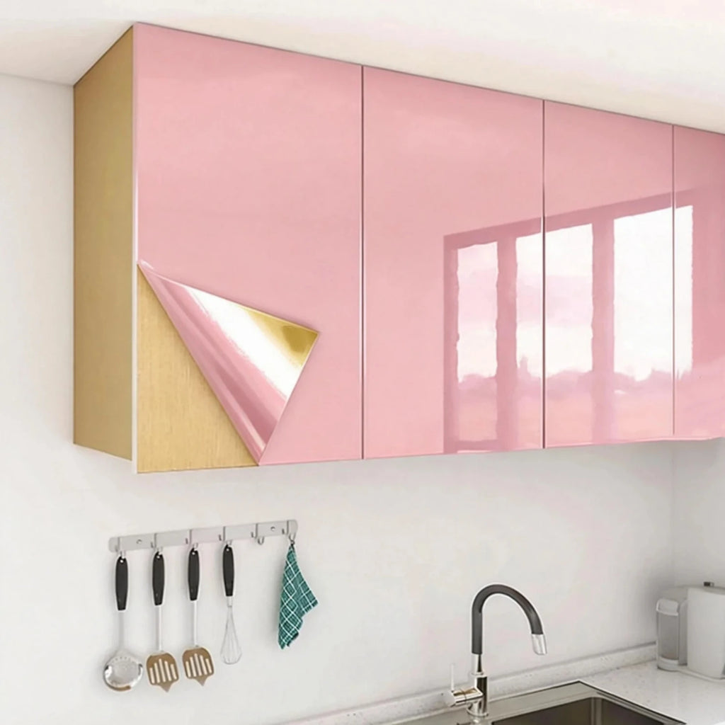 Pegatinas de Pared Lisas de Alto Brillo para Muebles, Película de PVC Perlada, Papel Tapiz Impermeable, Decoración DIY para Habitaciones, Armarios y Cocinas