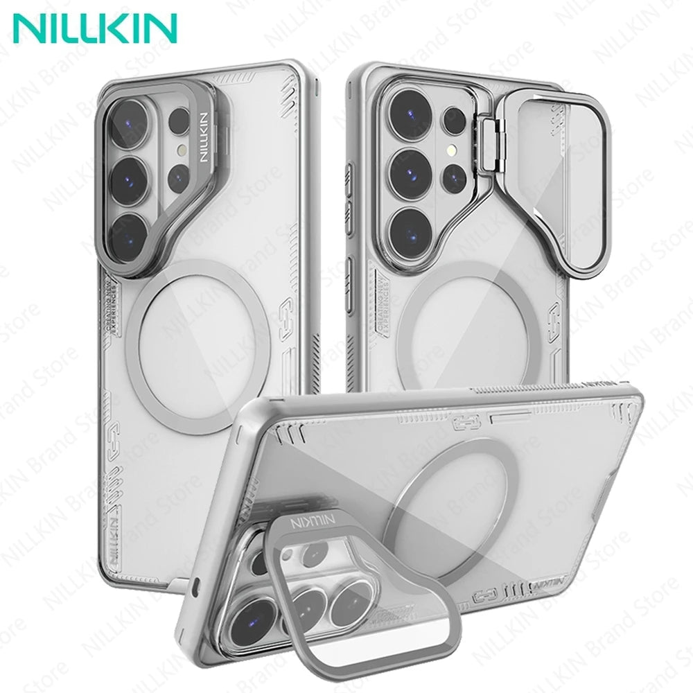 Funda NILLKIN para Samsung Galaxy S26 Ultra Magsafe Iceblade con Soporte para Teléfono, Cubierta para Cámara, Funda Magnética Transparente para S26Ultra