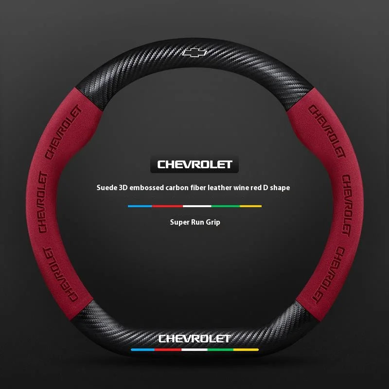Protector para volante de coche, gamuza auténtica de fibra de carbono para Chevrolet Cruze SparkLacetti EQUINOX Onix Tracker Trailblazer Suburban
