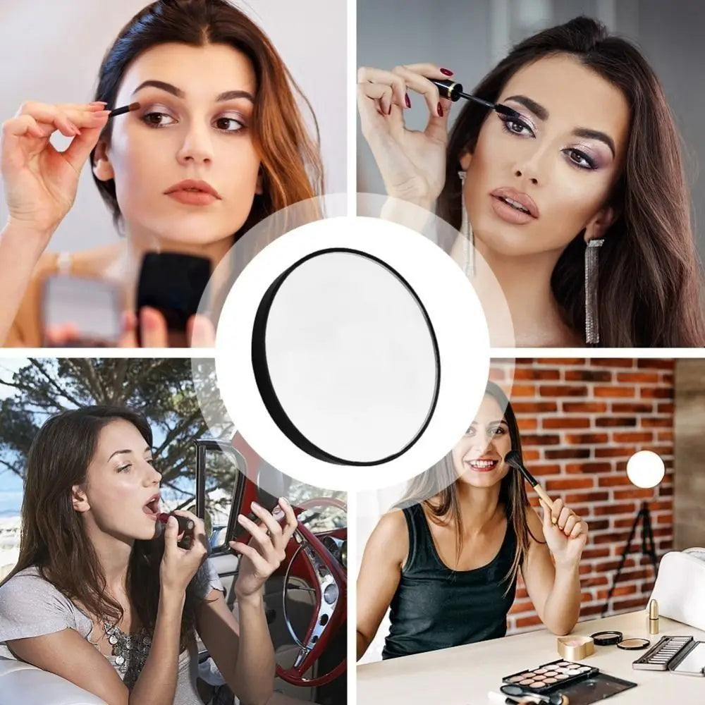 Espejo redondo para maquillaje, herramienta portátil de aumento HD de 10/20/30x, con dos ventosas de plástico, amplifica los poros y elimina el acné