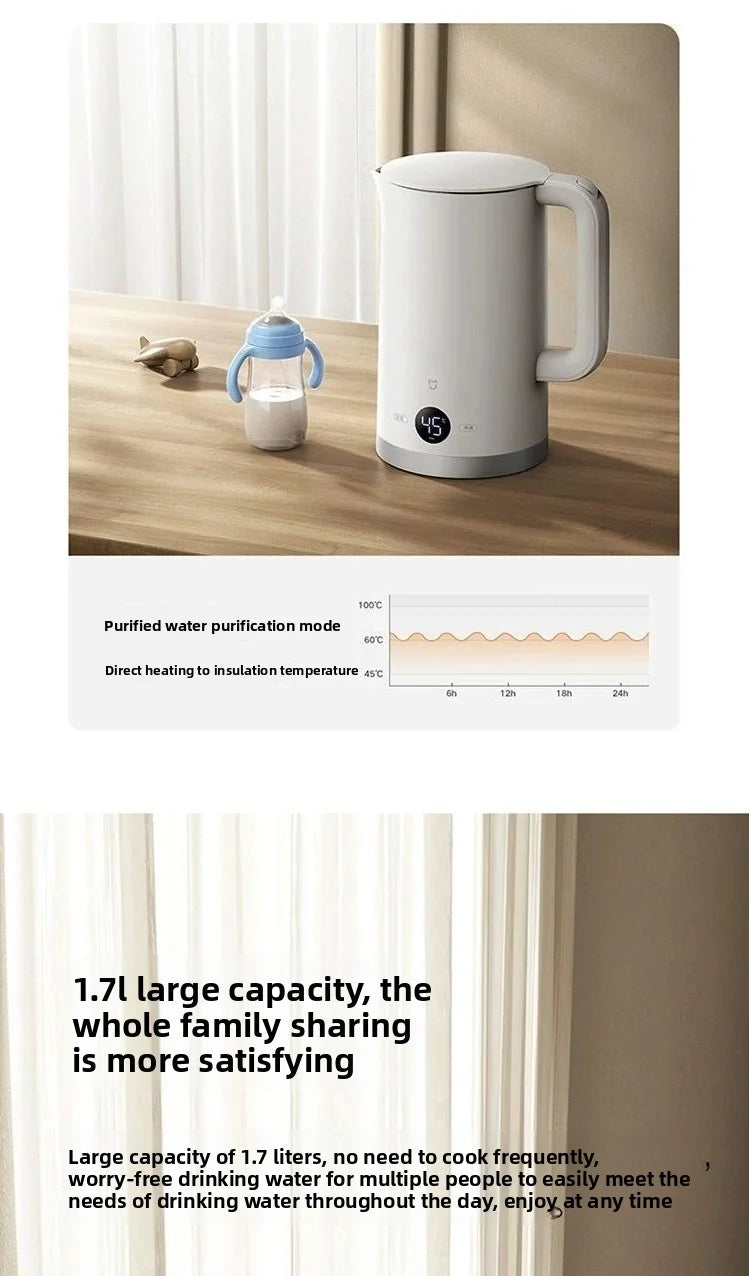 Nuevo Hervidor Eléctrico Mijia con Temperatura Constante 3, Apagado Automático, Acero Inoxidable 316L, Calentamiento Rápido de 1800w, 1.7L