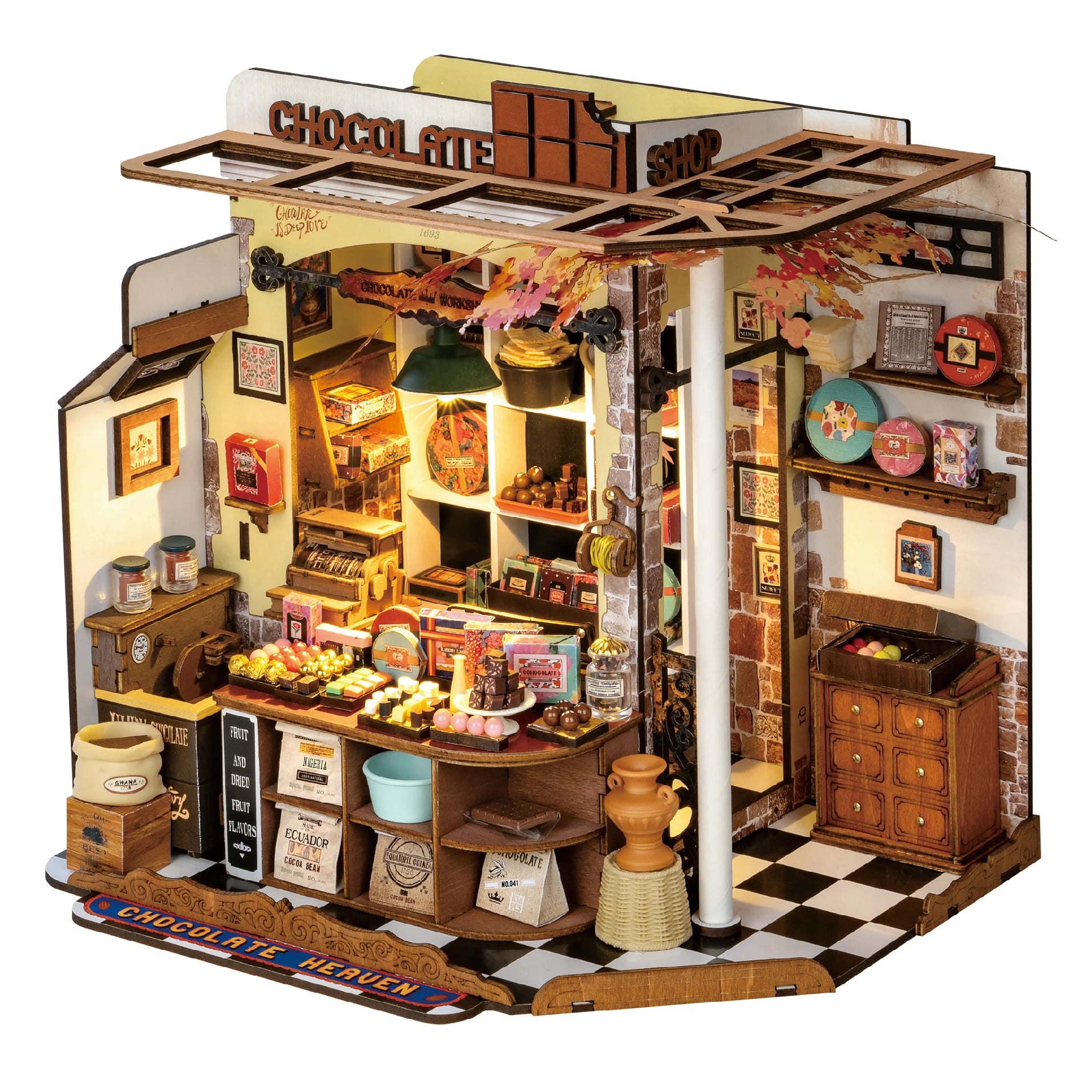 ROBOTIME-Kit de casa de muñecas de madera 3D, regalo único, adorno de decoración del hogar, artesanía de casa en miniatura desafiante DIY para adultos y adolescentes