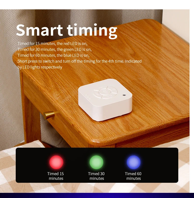 Máquina de ruido blanco para bebé para dormir, chupete de sonido portátil con 10 sonidos relajantes, recargable por USB, temporizador de apagado automático