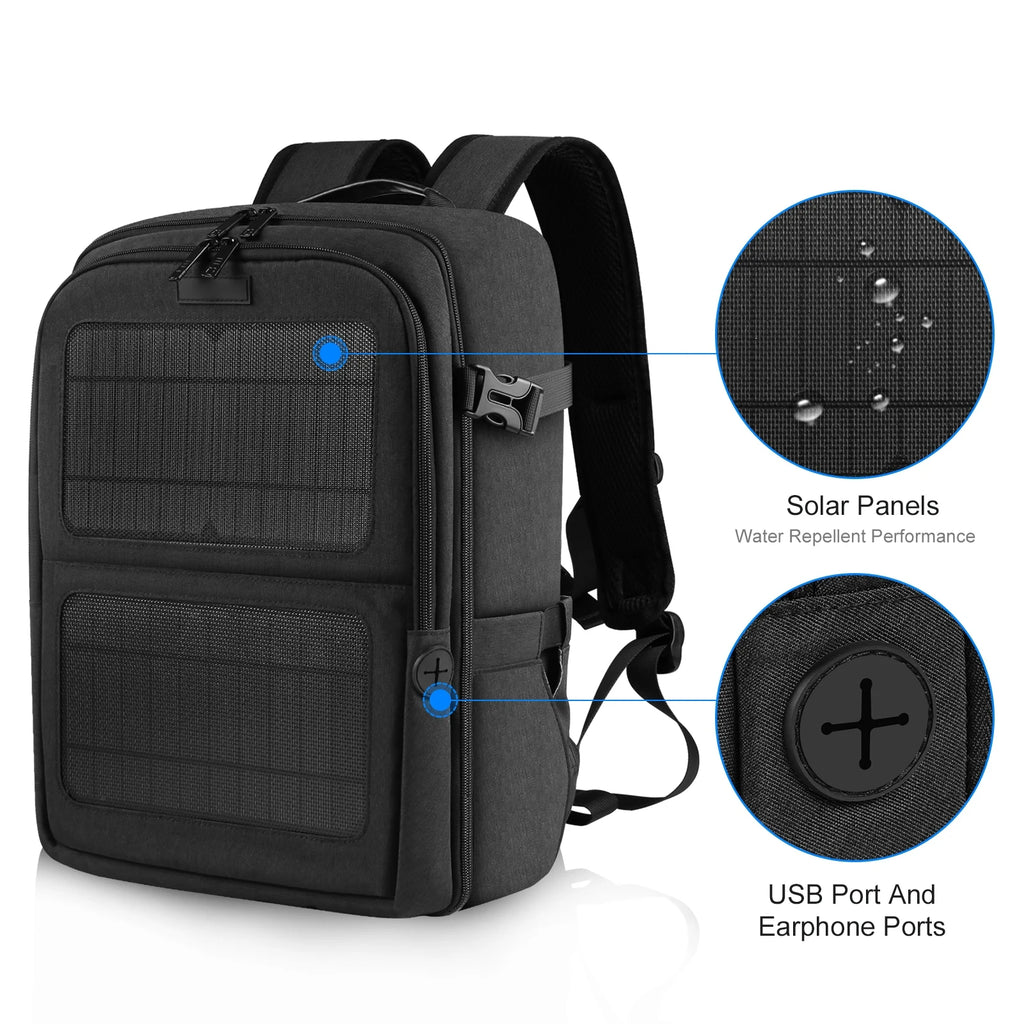 Mochila para cámara PULUZ PU5018B con panel solar, bolsa para cámara resistente al agua, mochila de fotografía multifuncional de gran capacidad