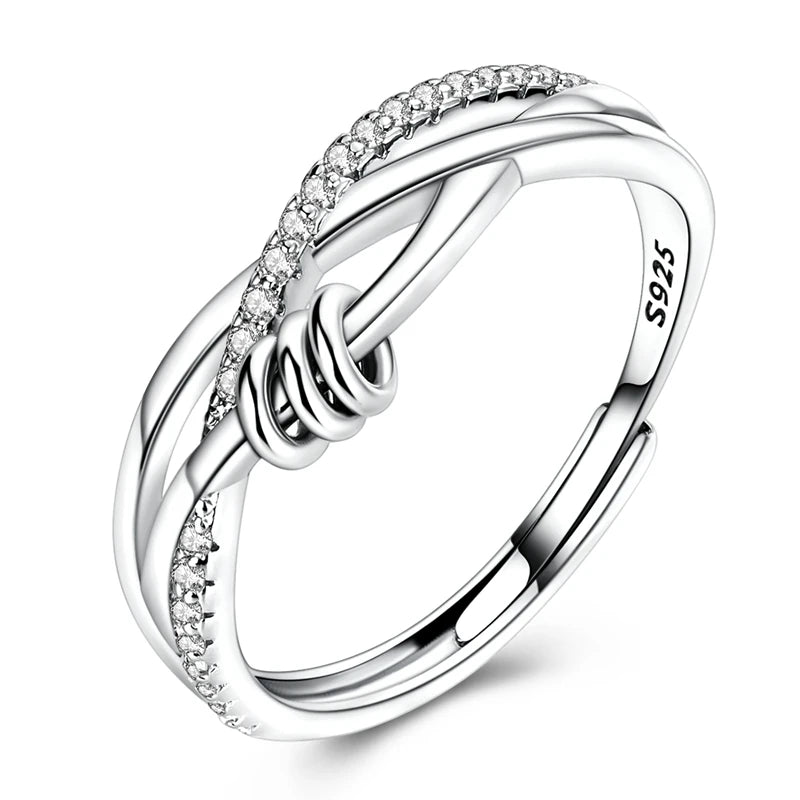 2024 nuevo anillo de plata 925 anillo de lazo brillante de circón anillo de boda de dedo Original S925 DIY regalo de joyería fina para mujer