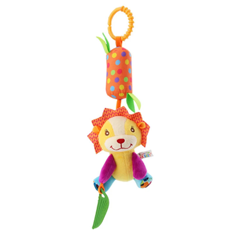 Sonajeros colgantes sensoriales para bebé, juguete de aprendizaje suave, cochecito de animales de peluche, cama de coche infantil, cuna con mordedor para bebés y niños pequeños