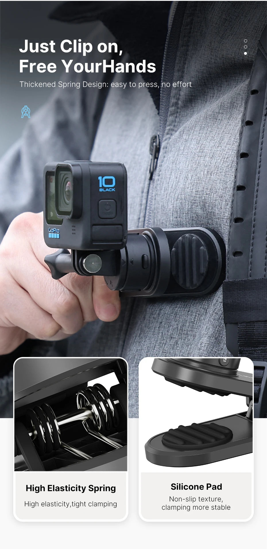 Ulanzi Go-Quick II Soporte magnético para correa de mochila de liberación rápida para Gopro para DJI OSMO para sistema QR de cámara de acción Insta360