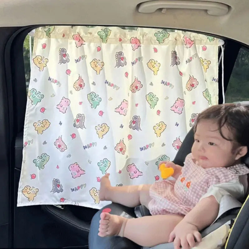 Cortina con ventosa en la ventana del coche, cubierta parasol con dibujos animados, parasol Universal para ventana lateral, protección UV para chico, bebé y niño