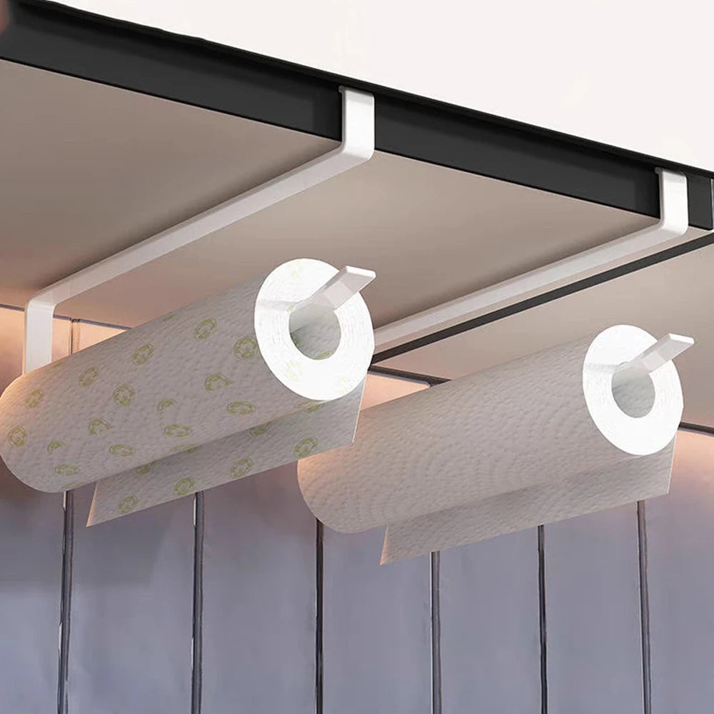 Soporte Simple para Rollo de Papel de Cocina, Colgador Metálico para Toallas, Organizador para Colgar Paños en el Armario, Estante para Papel Higiénico, Accesorio de Almacenamiento