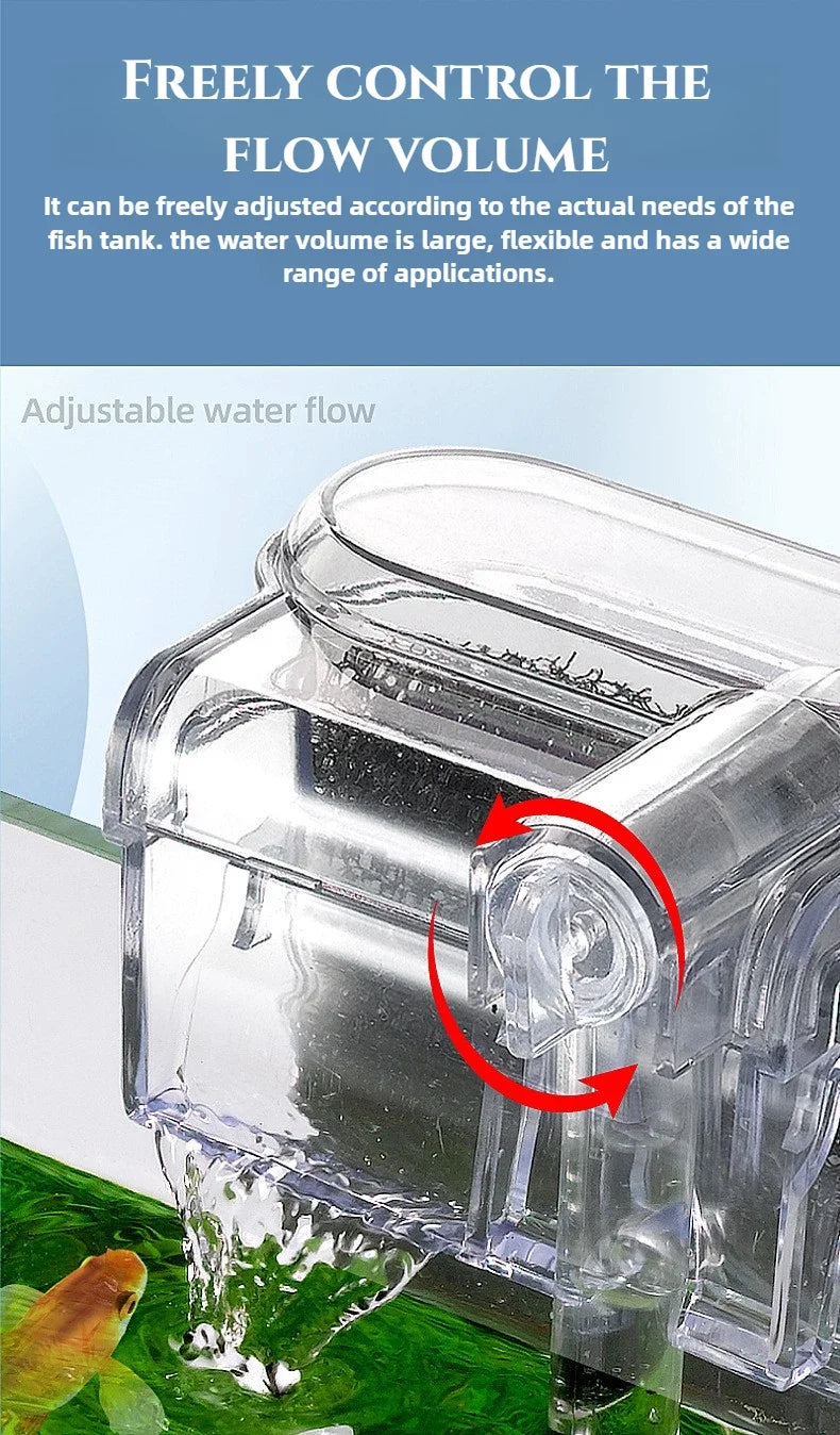 Filtro de Acuario Colgante, Mini Cascada, Bomba USB, Accesorios para Acuario, Filtro de Esponja para Limpieza y Circulación de Peceras Pequeñas