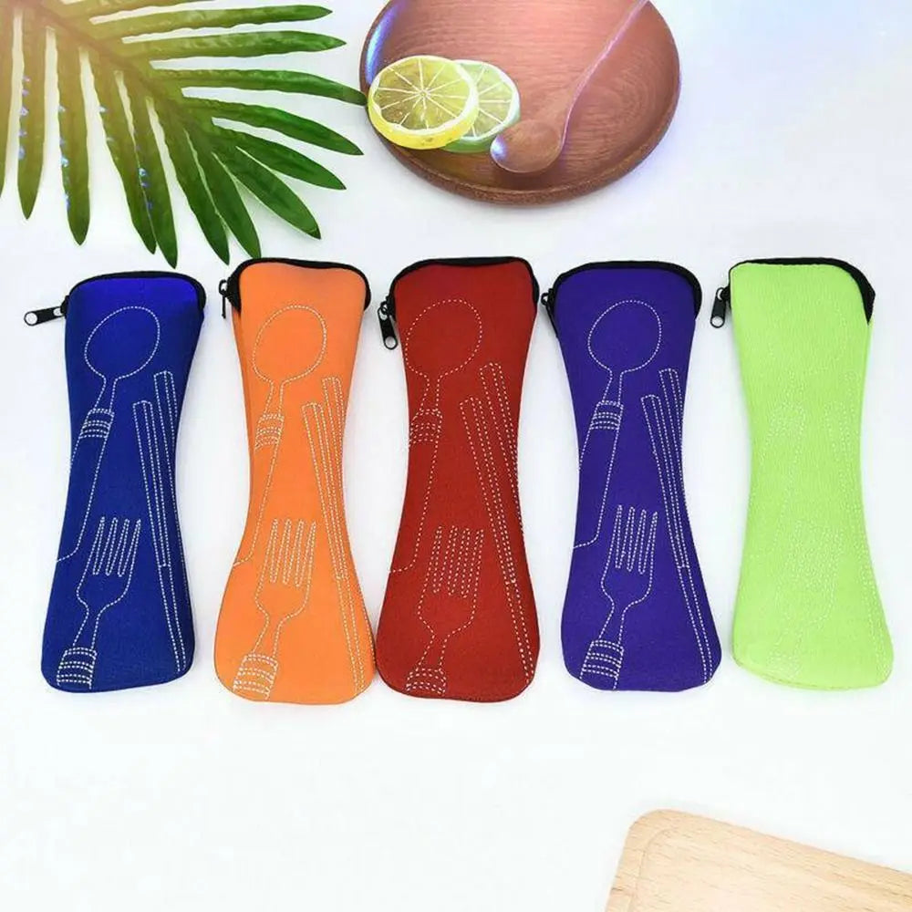 Bolsa de vajilla de embalaje de viaje, alta calidad, portátil, sin vajilla, bolsas para cubiertos, Picnic, tenedor, cuchara, estuche para vajilla
