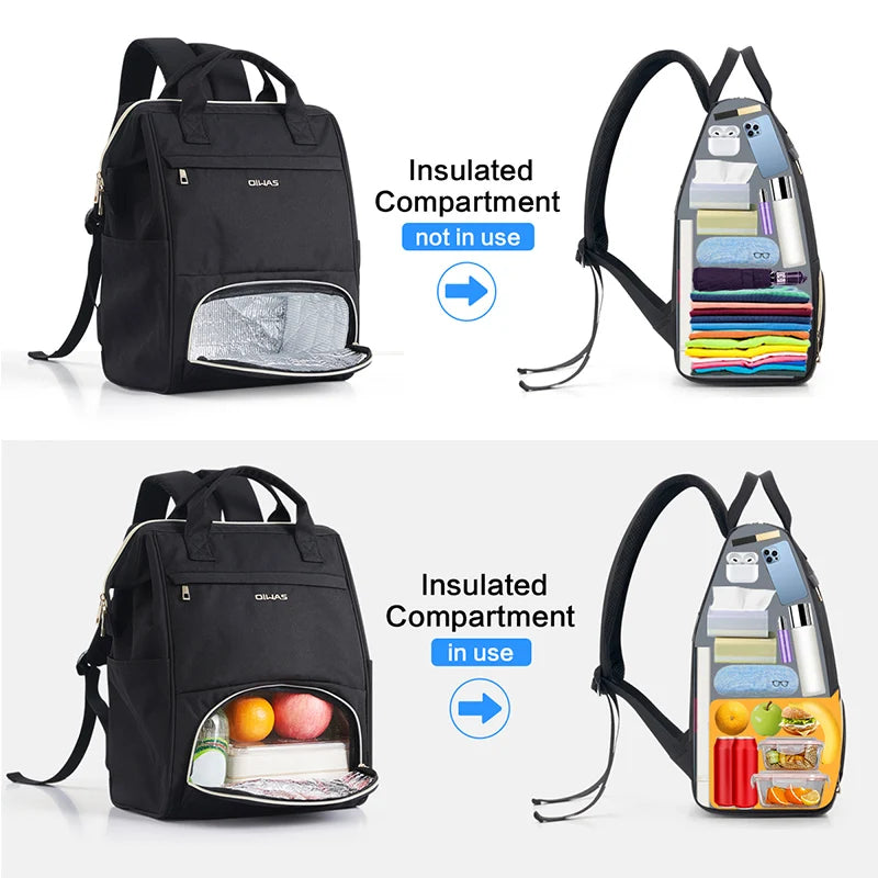 Mochila de almuerzo OIWAS para mujer, mochila para ordenador portátil de 15,6 pulgadas, mochila térmica con puerto USB, para hombres, viajes, trabajo, picnics, senderismo