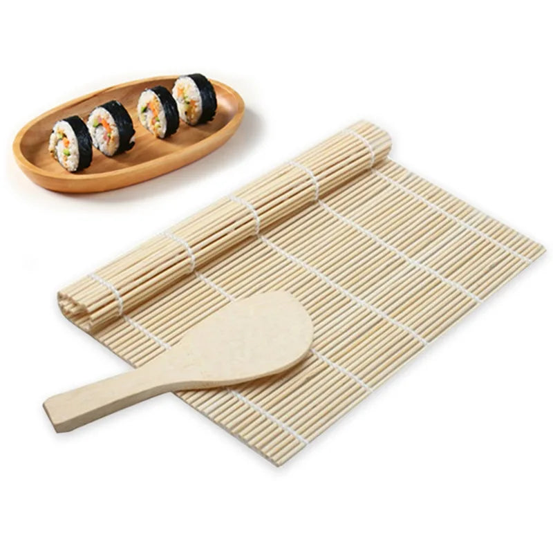 1 Uds. Tapete rodante para cortina de Sushi, cuchara para Sushi DIY, rodillo de arroz Onigiri, utensilios de cocina, accesorios de cocina, herramientas para hacer Sushi de bambú