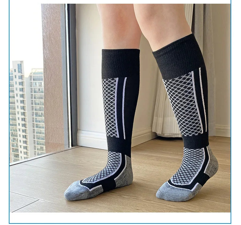 Calcetines de esquí profesionales para niños, calcetines de nieve gruesos, cálidos para otoño e invierno, calcetines de toalla para senderismo al aire libre para adultos