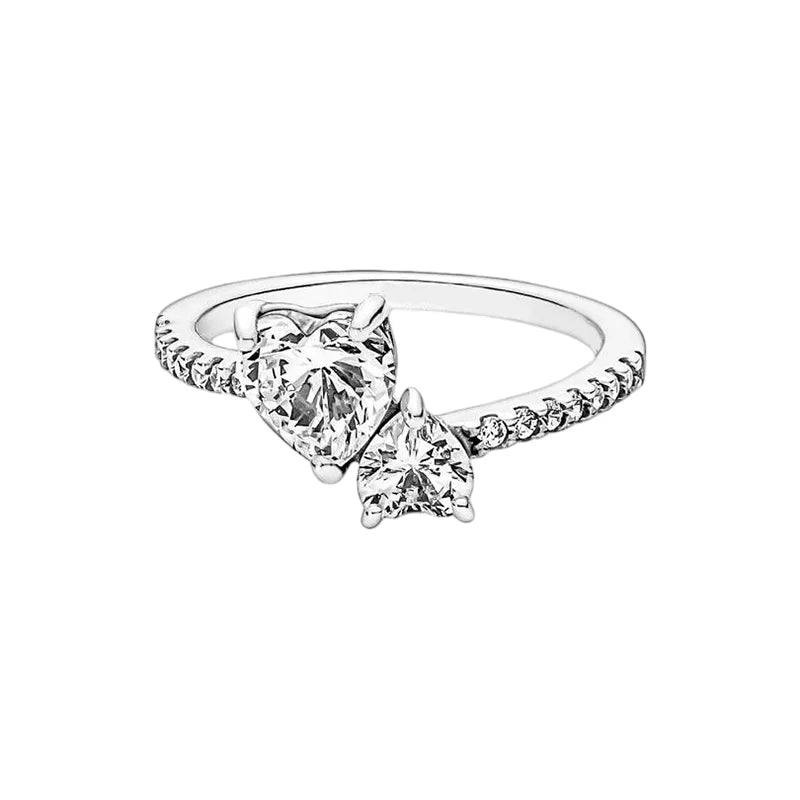 Anillo de Plata 925 con Corona y Corazón de Circonio Dorado para Mujer, Joyería Europea de Moda para Bodas y Fiestas, Regalo DIY