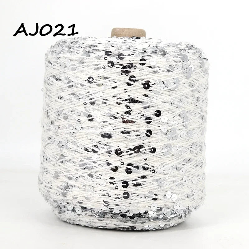 Cooamuu-Hilo de lentejuelas de algodón de lujo, hilo para tejer a mano, 500G/bobina, 3MM + 6MM, accesorios de lentejuelas