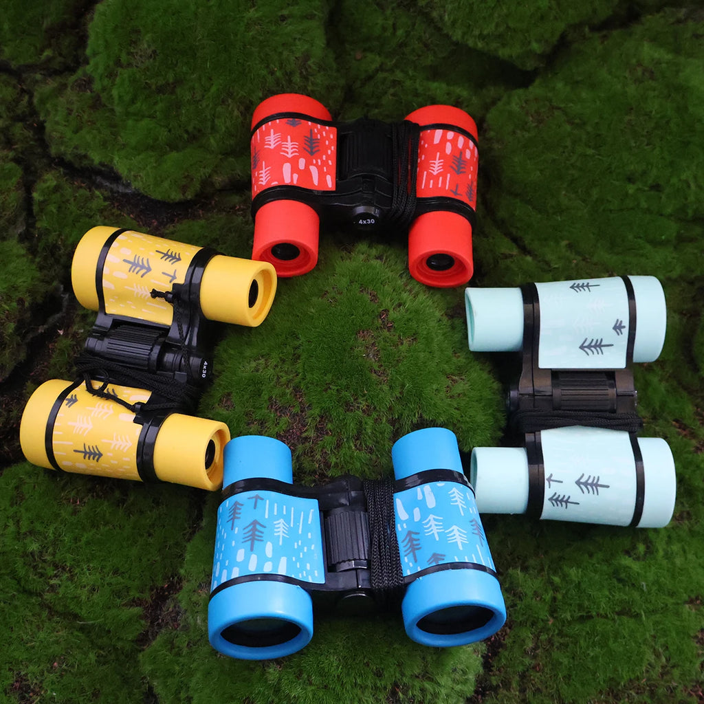 Binoculares 4x30 de plástico para niños, coloridos y ligeros, estilo contemporáneo, ocular compacto óptico