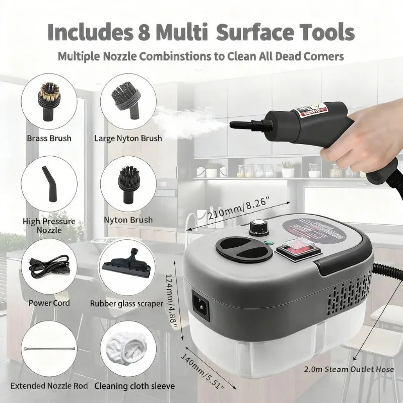 Limpiador a vapor de 2500W, lavadora a presión de alta temperatura, máquina de limpieza a vapor, aire acondicionado, cocina, hogar, coche, limpiador a vapor