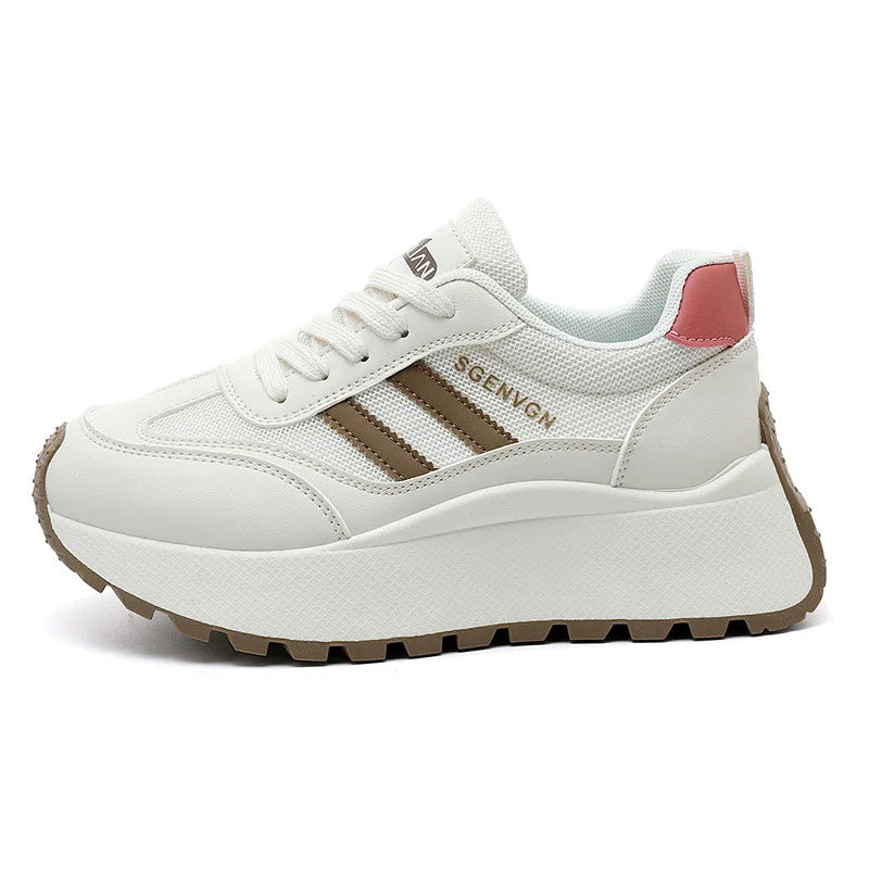 Zapatillas de deporte para mujer, calzado informal transpirable de malla, zapatos de tenis a la moda, zapatos de plataforma con aumento de altura para mujer, zapatos deportivos nuevos 2025
