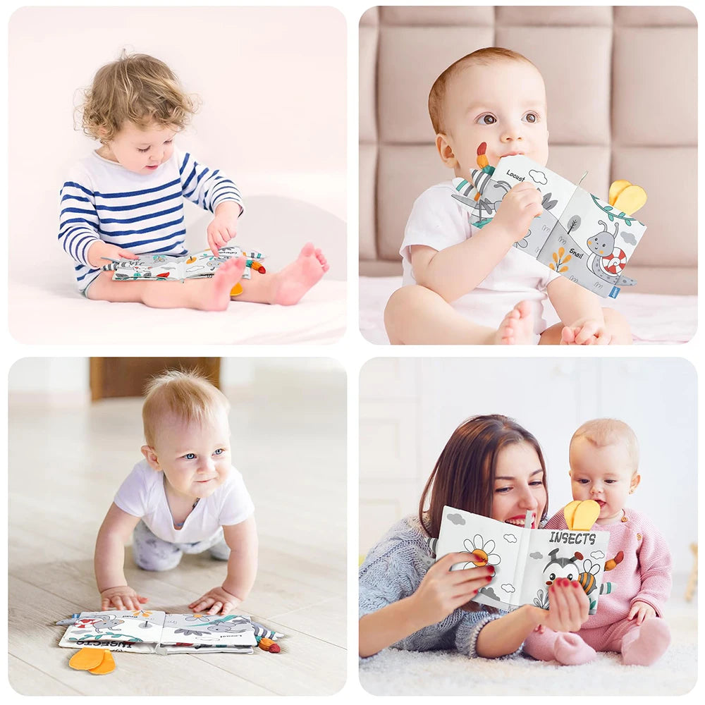 Libros suaves para bebés, juguetes 3D con tacto y sensación de tela arrugada, libros para bebés, niños, tacto y sensación arrugada, regalos para niños pequeños