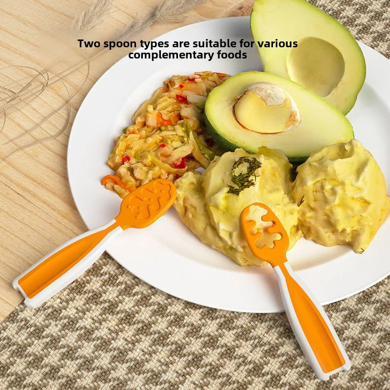 Cuchara de alimentación de bebé, cuchara de pasta de arroz, comida y entrenamiento perfectos para bebés, silicona de calidad alimentaria, cuchara de silicona sin BPA, 2 uds.