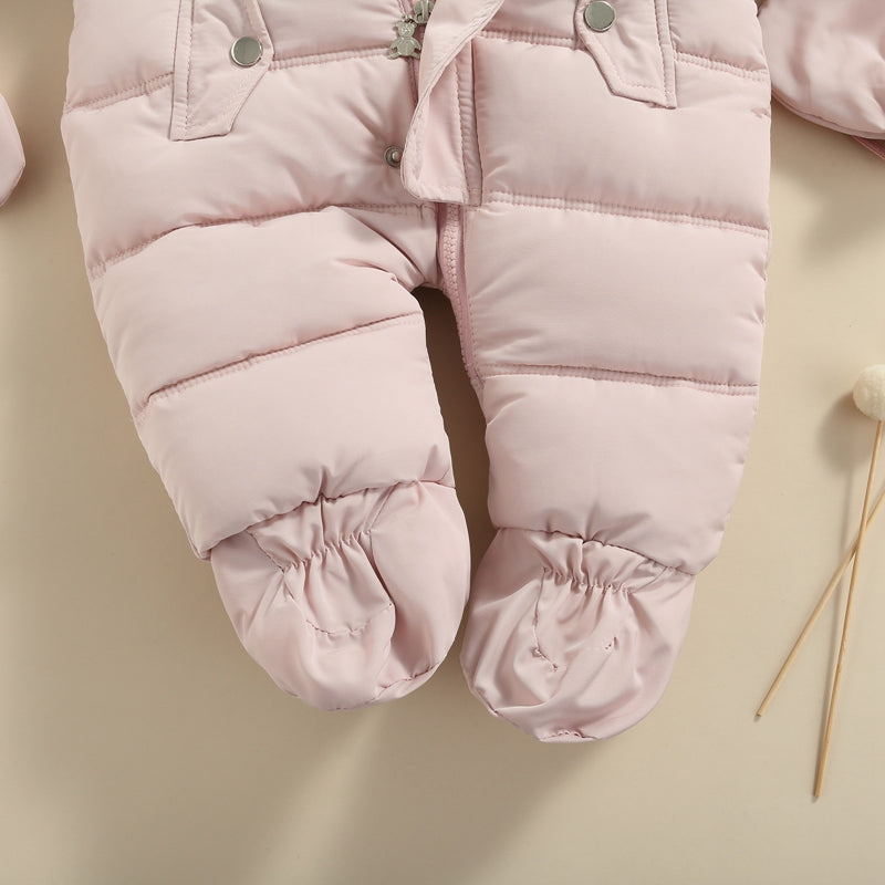 Traje de nieve de invierno para bebé de 0 a 24 meses, mono, abrigo, pelele, prendas de vestir cálidas, mono con capucha para niños y niñas