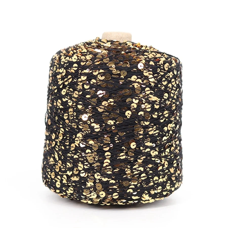 Cooamuu-Hilo de lentejuelas de algodón de lujo, hilo para tejer a mano, 500G/bobina, 3MM + 6MM, accesorios de lentejuelas