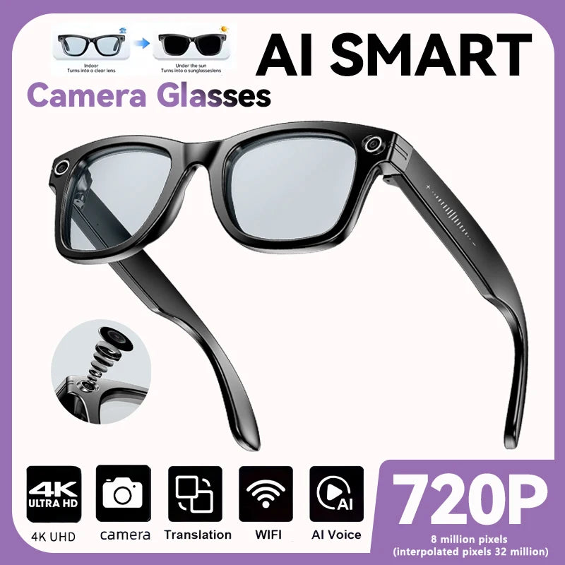 Gafas Inteligentes 2026 Nueva Versión con Cámara, Grabación de Video, Reconocimiento de Fotos por IA, Llamadas Bluetooth, Traducción de Voz, Gafas de Sol para Hombre